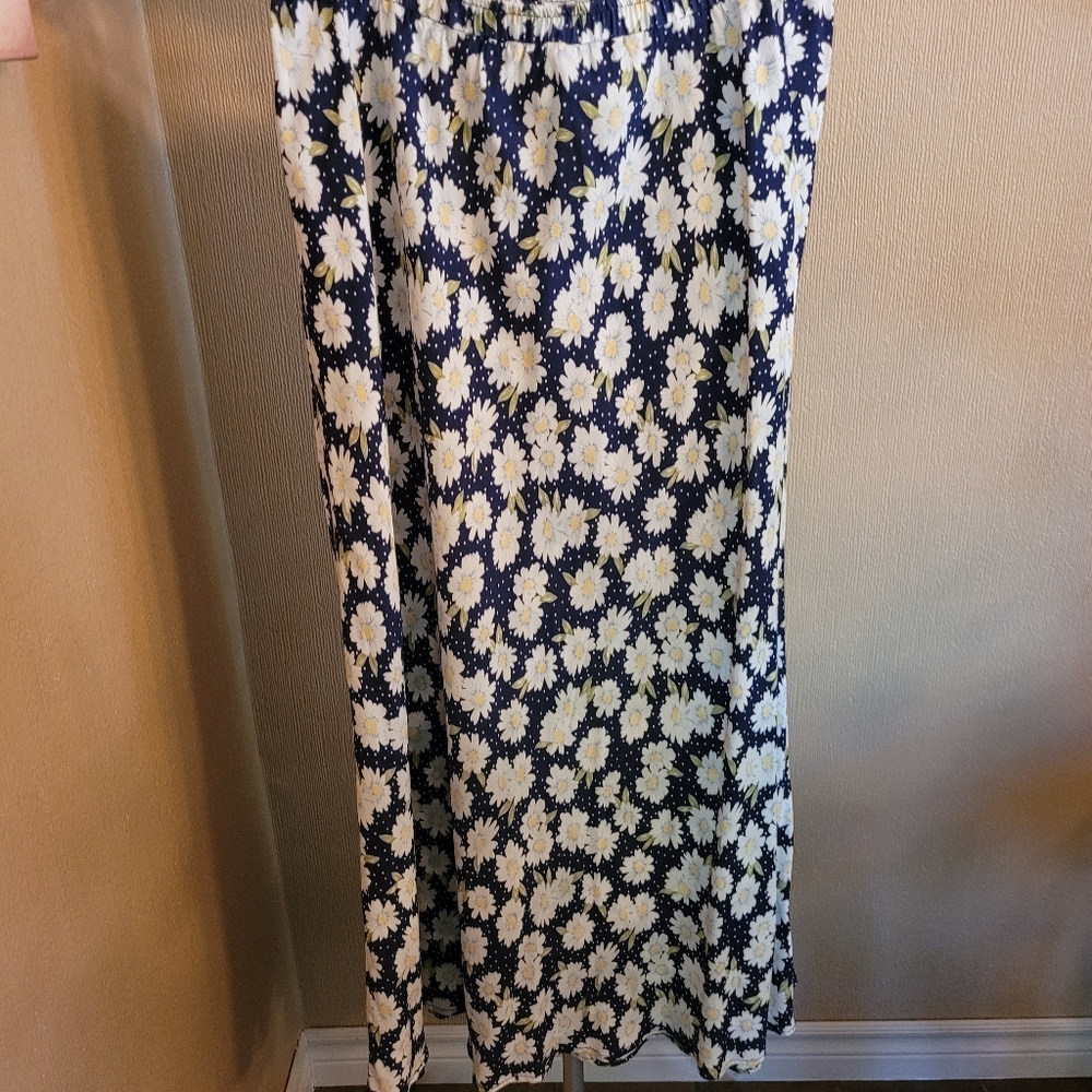 Carol Anderson Blue and White Asymmetrical A-Line Skirt